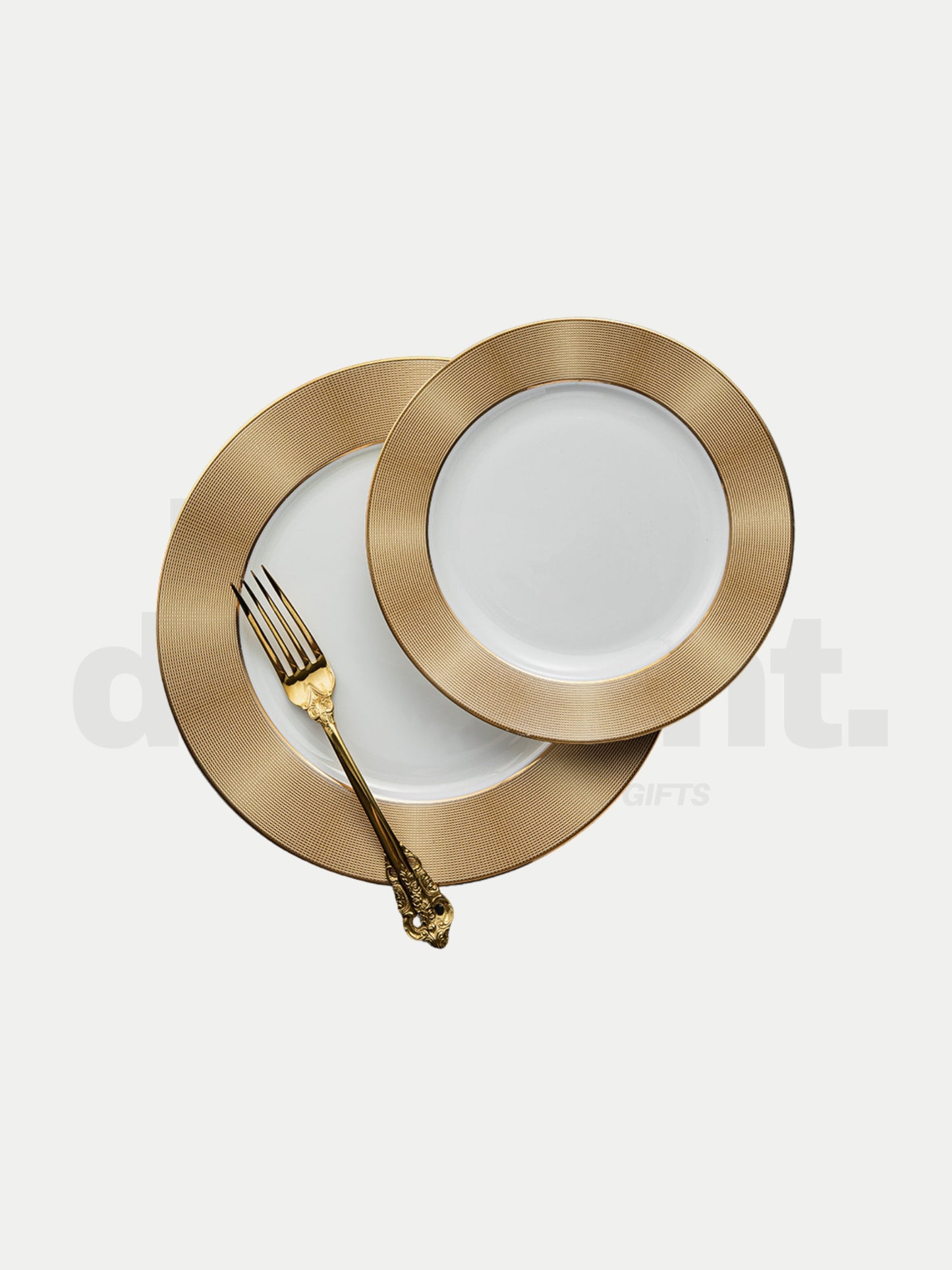 Gold Wafer Rim Restaurant Plate 2-pc Set, Bone China
